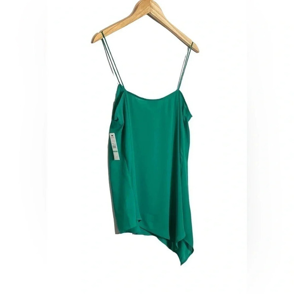 Laundry By Shelli Segal Camisole Top Size 8 Asymmetric Pepper Green - Picture 5 of 7